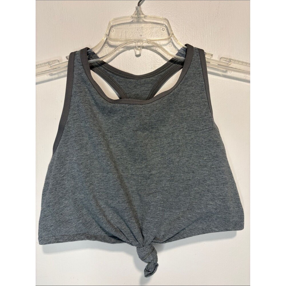 Aerie Long Line Tie Front Heather Grey Sports Bra Crop Racerback Size M